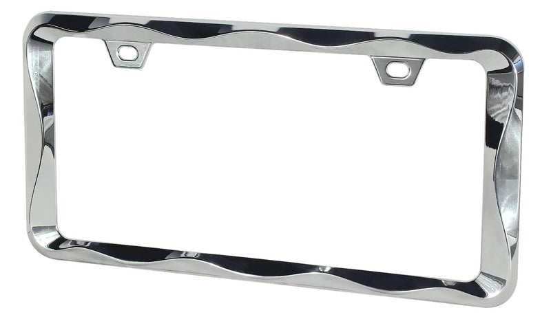 Creathome 3D Curly Wave Pattern Chrome License Plate Frame from Pure Zinc Alloy Metal - Image 3